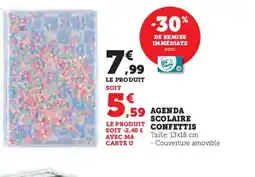Hyper U Agenda scolaire confettis offre