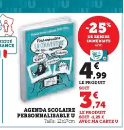 Hyper U Agenda scolaire personnalisable u offre