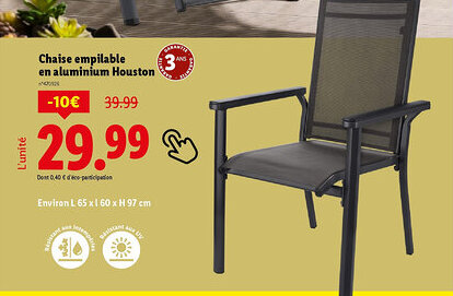 Lidl Chaise empilable en aluminium Houston offre