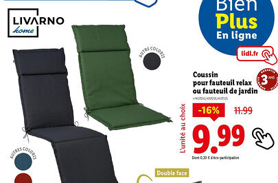Lidl Coussin pour fauteuil relax ou fauteuil de jardin offre