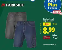 Lidl PARK SIDE Short de travail en jean homme offre