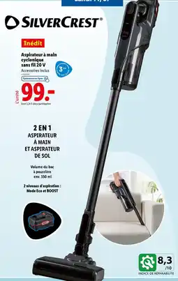 Lidl SILVERCREST Aspirateur à main cyclonique sans fil 20 V offre