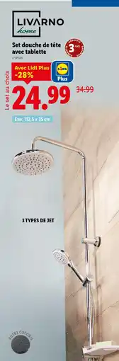 Lidl Set douche de tête avec tablette offre
