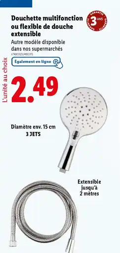 Lidl Douchette multifonction ou flexible de douche extensible offre