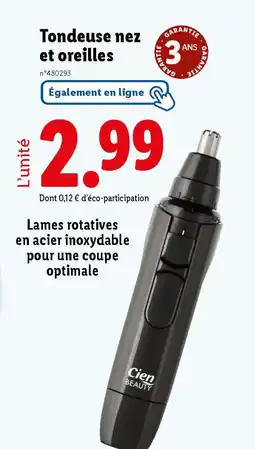 Lidl Tondeuse nez et oreilles offre