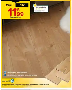 Castorama GOODHOME Sol stratifié à clipser Gladstone décor chêne moyen 8 mm offre