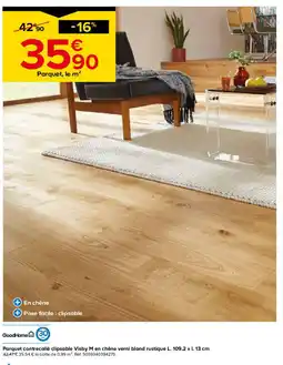 Castorama GOODHOME Parquet contrecollé clipsable Visby M en chêne verni blond rustique offre