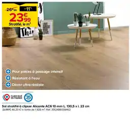 Castorama Sol stratifié à clipser Alicante AC6 10 mm offre