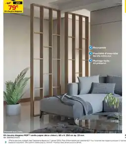 Castorama Kit claustra étagères MDF revêtu papier décor chêne offre