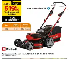 Castorama Tondeuse sans fil avec batterie 18 V Einhell GP-CM 36/47 S HW Li offre