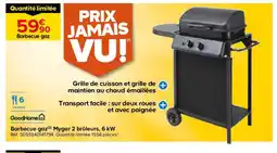 Castorama GOODHOME Barbecue gaz Mygar 2 brûleurs offre