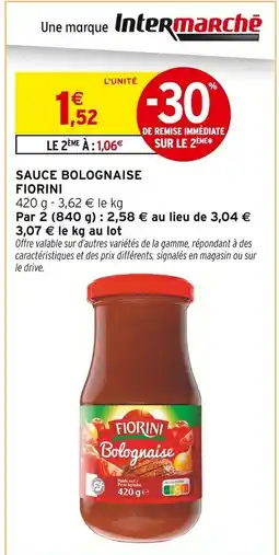 Intermarché FIORINI Sauce bolognaise offre