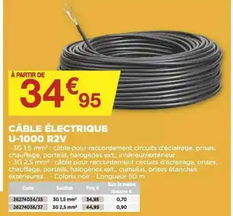 Bricomarché Câble électrique U-1000 R2v offre