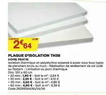 Bricomarché Plaque D'isolation Th38 Home Pratik offre