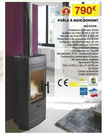 Bricomarché Poêle à Bois Gomont Invicta offre