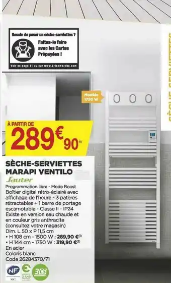 Bricomarché Sèche-serviettes Marapi Ventilo Sauter offre