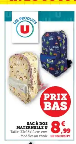 Hyper U Sac à dos maternelle u offre