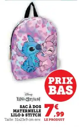Hyper U Sac à dos maternelle lilo & stitch offre