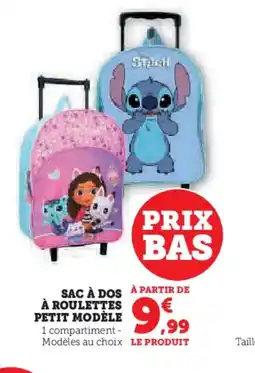 Hyper U Sac à dos à partir de à roulettes petit modèle offre