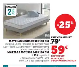 Hyper U Matelas mousse offre