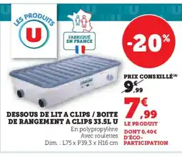 Hyper U Dessous de lit a clips / boite de rangement a clips offre