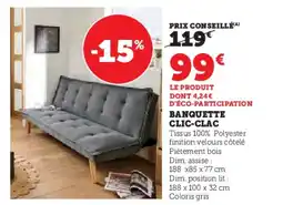 Hyper U Banquette clic-clac offre