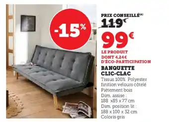 Hyper U Banquette clic-clac offre
