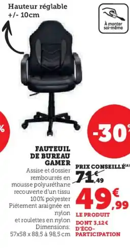 Hyper U Fauteuil de bureau gamer offre