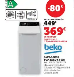 Hyper U BEKO Lave-linge top offre