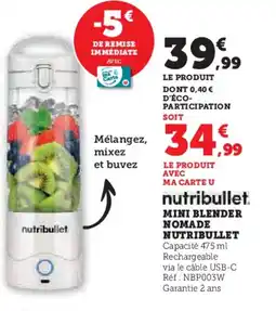 Hyper U NUTRIBULLET Mini blender nomadee offre