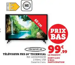 Hyper U Téléviseur fhd 24" technical offre