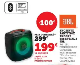 Hyper U JBL Enceinte party box encore essential 2 offre