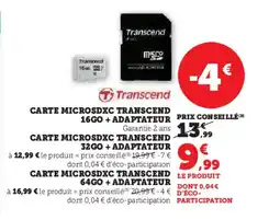 Hyper U Carte microsdxc transcend offre