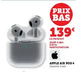 Hyper U APPLE Air pod 4 offre