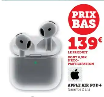 Hyper U APPLE Air pod 4 offre
