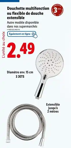 Lidl Douchette multifonction ou flexible de douche extensible offre