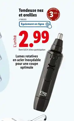 Lidl Tondeuse nez et oreilles offre