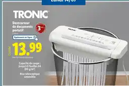 Lidl TRONIC Destructeur de documents portatif offre