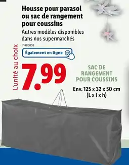 Lidl Housse pour parasol ou sac de rangement pour coussins offre