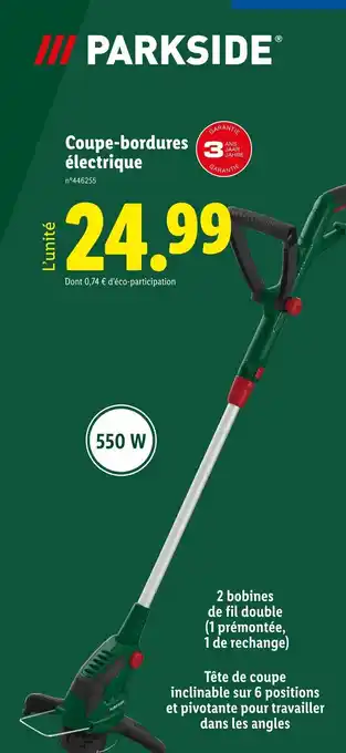 Lidl PARKSIDE Coupe-bordures électrique offre