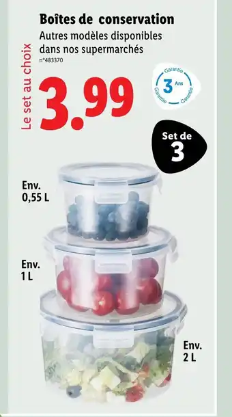 Lidl Boîtes de conservation offre