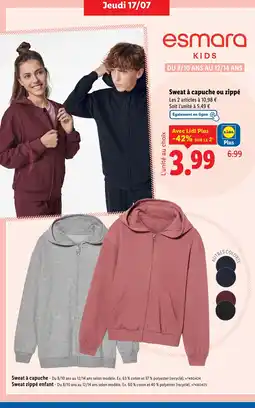 Lidl ESMARA Sweat à capuche ou zippé offre