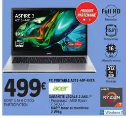 E.Leclerc PC PORTABLE A315-44P-R47A offre