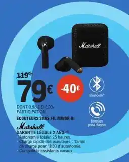 E.Leclerc ÉCOUTEURS SANS FIL MINOR III offre