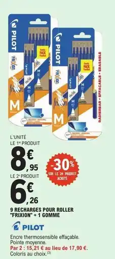 E.Leclerc 9 RECHARGES POUR ROLLER 'FRIXION' + 1 GOMME offre
