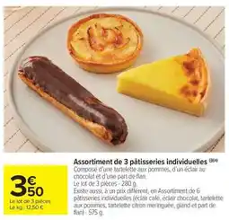 Carrefour Market Assortiment de 3 pâtisseries individuelles offre