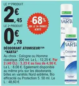 E.Leclerc DÉODORANT ATOMISEUR NARTA offre