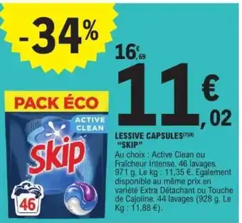 E.Leclerc LESSIVE CAPSULES SKIP offre