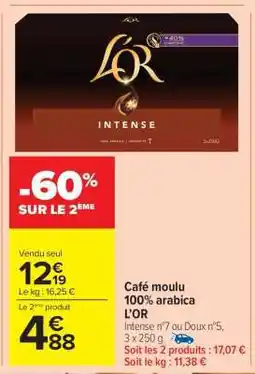 Carrefour Market Café moulu 100% arabica L'OR offre