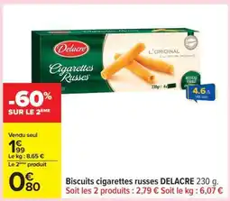 Carrefour Biscuits cigarettes russes DELACRE 230 g offre